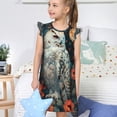thumbnail image 4 of Fotbe Moon Flower White Owl Vestido de Dormir para Niñas de 3 a 10 Años, Mangas Cortas, Estilo Princesa, Pijama Camisón con Mangas Voladas-X-Large, 4 of 6