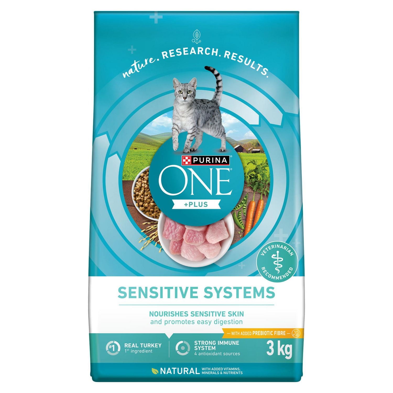 Purina ONE +Plus Sensitive Systems Turkey, Dry Cat Food, 1.8-3 kg