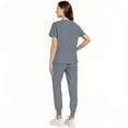 thumbnail image 5 of Stichou Scrub Set for Women V-Neck Short Sleeve Top and Pocket Jogger Pants Athletic Nursing Stretch Workwear Gray 2XL, 5 of 6