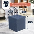thumbnail image 3 of YYEAN Square Storage Ottoman Linen Foldable Tufted Cube Storage Ottoman Foot Rest Stool/Seat with Table Top Lid, Coffee Table Ottoman - 15" x 15" x 15" -Linen Navy Blue, 3 of 9