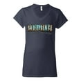 thumbnail image 2 of Wild Bobby Godfidence- Knowing I Can't But He Can Blue and Brown Cheetah Print Inspirational/Christian Women Standard V-Neck Tee, Navy, XX-Large, 2 of 6