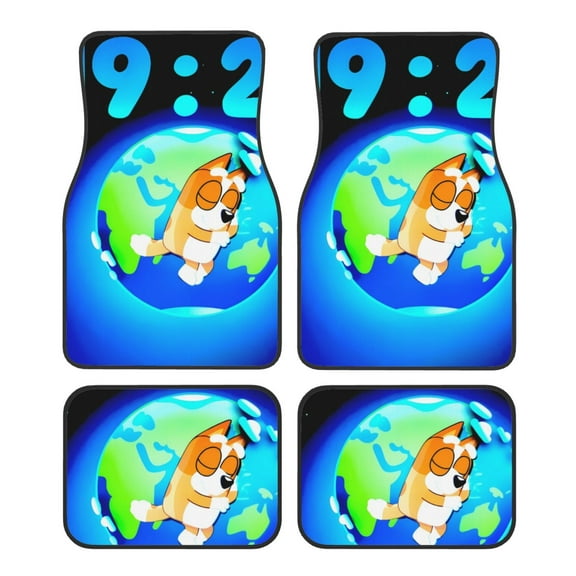 Gokiu Bluey Car Floor Mats Set of 4 Universal Fit Automotive All-Weather Mats with Non-Slip Rubber Backing for SUV, Sedan, Van Car Accessories