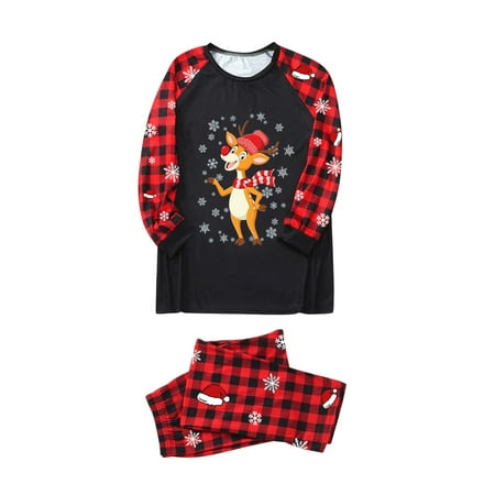 

Parent Child Women Mom Outfit Merry Christmas Plaid Print Parent Child Plaid Long Sleeved Trousers Pajama Set Family Feeling Pajamas Boys Space