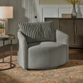 thumbnail image 2 of Weston Home Killarney Oversized Wale Corduroy Swivel Accent Chair with Furry Channel Pillow, Gray/Dark Gray Pillow, 2 of 9