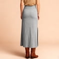 thumbnail image 4 of Women’s High Waist Maxi Skirt with Adjustable Drawstring Waistband and Side Slit Long Straight Hem Casual Style Gray L, 4 of 5