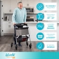 thumbnail image 5 of Andador plegable ligero Stander Wonder Rollator Plus para adultos mayores y niños, Travel EZ Fold-N-Go, pequeño andador con ruedas y asiento, color blanco intenso, 5 of 5
