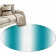 thumbnail image 2 of 4ft Round Rug, Teal White Ombre Non-Skid Rubber Backing Large Area Rugs - Living Room Bedroom Home Office, Modern Abstract Art Farmhouse Gradient Indoor Floor Mat Carpets Washable Rug, 2 of 9