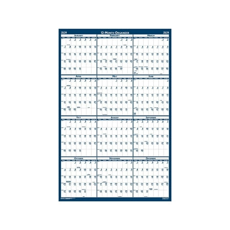 2024 House of Doolittle 18  x 24  Yearly Wet-Erase Wall Calendar White/Blue (3960-24)