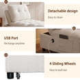thumbnail image 4 of S-HOME Armless Minimalist Design Single Sofa Bed In White Teddy Fabric with Side Pockets And Adjustable Backrest, USB Charging Port, for Apartment Living Rooms, 4 of 9