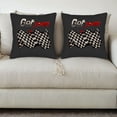 thumbnail image 3 of Set of 2 Throw Pillow Covers 18x18in - Black Background with Racing Checkered Flag & " Get it on the track " in Bold Red - Perfect for Couch Bed Car, 3 of 8