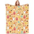 thumbnail image 1 of Manta de perro Corgi de dibujos animados, regalo para niños y adultos, suave, cálida, ligera, acogedora, linda, con accesorios de animales, mantas amarillas para cama, sala de estar, sofá, decoración, 1 of 4