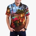 thumbnail image 2 of Balery Tropical Beach Candlelight Printed Men’s Short Sleeve Polo Shirt, Midweight Men's Shirt,Golf Polo shirts -X-Large, 2 of 8