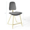 thumbnail image 3 of Counter Stool Chair, Velvet, Metal Steel, Grey Gray, Modern Contemporary Urban Design, Bar Pub Cafe Bistro Hotel Restaurant Hospitality, 3 of 9
