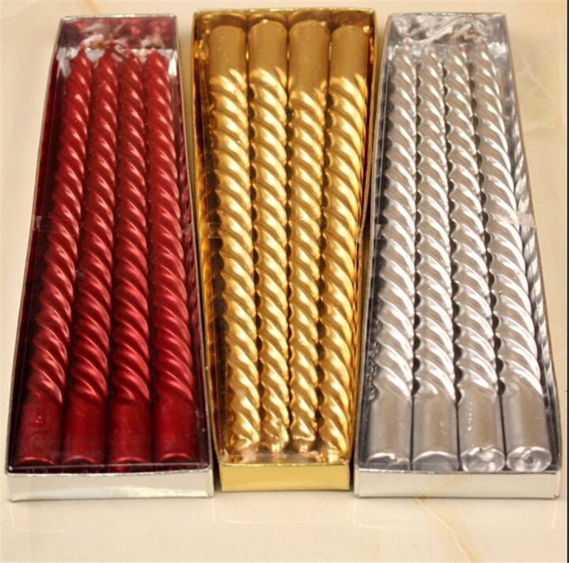 Smokeless Candles Wax 4pcs Taper Twisted Wedding Party Dining Table Decorations 