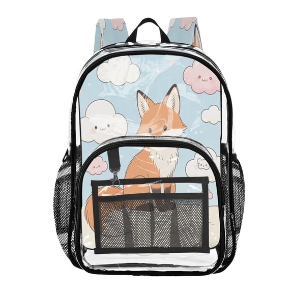 Iauyy Clear Backpack Heavy Duty PVC Transparent Backpack for College Workplace, Fox Animation