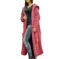 thumbnail image 4 of idosla Womens Casual Long Sleeve Open Cardigan Warm Hooded Outwear Coat Cable Knit Long Cardigan Sweaters with Pockets (Hot Pink, 3XL), 4 of 6