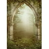 ABPHOTO 5x7ft Photography Backdrop Gothic Ruins Stone Gate Fairytale Forest Fog Enchanted Gardens Backdrops for Photo Shoots Lovers Party Game Adult Kids Baby