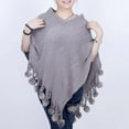 thumbnail image 5 of MSJUHEG Kimonos,Poncho Sweater Women,Cape Coat,Shawl Wraps,Wrap Cardigan,Cape Fringe Horn Buckle Irregular Double Fringe Cape Warm and Thick Gray One Size, 5 of 7