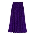 thumbnail image 3 of TiaoBug Women's Elastic High Waist Vintage Jacquard Velvet Long Skirt Flared Maxi Party Skirt Purple L, 3 of 4