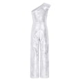 thumbnail image 2 of Kaerm Kids Girls Sparkle Sequin Gymnastics Dance Leotard One Shoulder Sleeveless One Piece Unitard Silver 14, 2 of 5