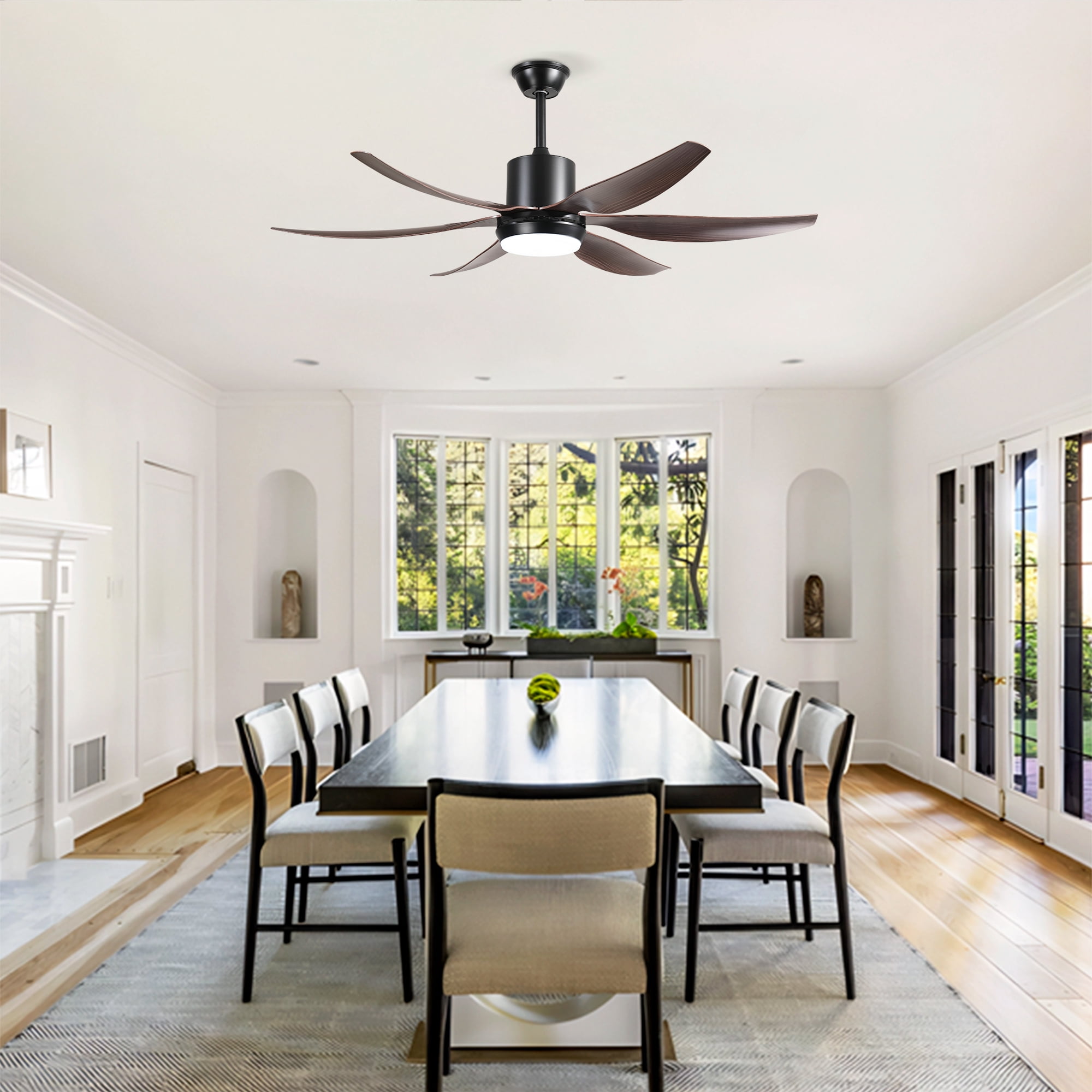 Ceiling Fan with Light, 56 Inch Dimmable Remote Control Fan for Home Indoor Use, Matte Black