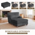 thumbnail image 3 of DREAMSIDEA Oversized Accent Chair with Ottoman for Living Room, Faux Fur Accent Armchair Single Reading Chair Set with Pillow, Indoor Chaise Lounge Sofa Bed, Dark Gray, 3 of 6