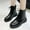 Black, variant on Bmisegm Fashion Autumn and Winter Women Ankle Boots Low Heel Thick Sole Non Slip Sole Round Toe Lace up Solid Color Black Casual Style Boots for Women Black 7