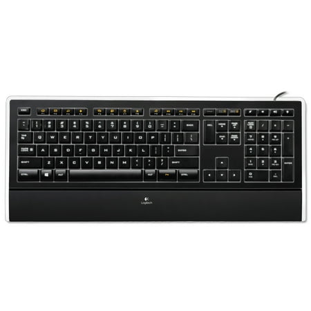 Logitech - K740 Full-size Wired Scissor Illuminated Keyboard - Black