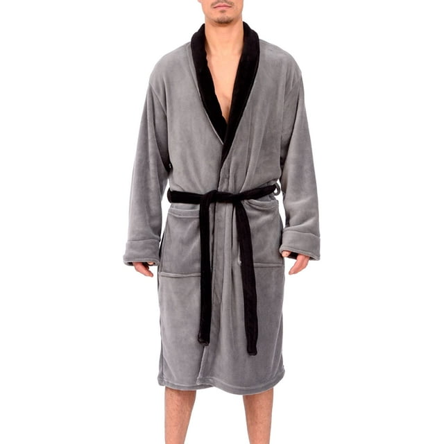 Men's Soft Plush Fleece Classic or Hooded Robe with Front Pockets