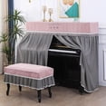 thumbnail image 5 of New Nordic-Style Piano Dust Cover – Cotton Linen Velvet Full & Half Cover with Matching Bench Cover (blue,H098 double stool cover), 5 of 5