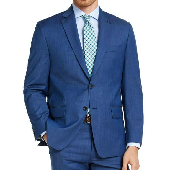 Michael Kors Mens Modern Fit Airsoft Stretch Two Button Blazer Jacket, Blue, 38 Short