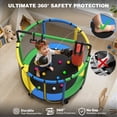 thumbnail image 4 of 55" Toddler Trampoline, Activity Center with Gym Bar, Punching Bag, Rings, Ball Pit, Kids Trampoline, Indoor Toddler Play Gym, Mini Trampoline for Ages 3–6, 110lbs Weight Capacity, Green, 4 of 7