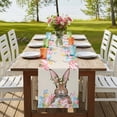 thumbnail image 4 of Table Runners 72 Inches Long Dress Scarves, Bunny Easter Farmhouse Kitchen Table Runner, Coffee Tablerunners, Pink Blue Eggs Tulips Floral Rabbit Rustic 18x72 Inch, 4 of 9