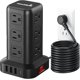thumbnail image 1 of Extension Cord with Multiple Outlets, SMALLRT Surge Protector Power Strip Tower, Outlet Extender with 12 AC Outlets 4 USB, 6.5FT Extension Cord for Home Dorm Room, Office Supplies,Overload Protection, 1 of 8