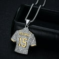 thumbnail image 2 of Iced Out Number 15 Football Jersey Pendant Necklace for Men,Hip hop Football No.15 Jersey Footbalerl Charm Jewelry,Punk Football Player No.15 QB Jersey Charm Necklace Jewelry, 2 of 2