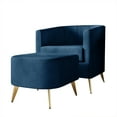 thumbnail image 3 of Castle Place Elegant Upholstered Linen Accent Chair with Stool, Blue, 3 of 5