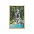 thumbnail image 1 of Waterfall Wall Art with Frame, Waterfall in Corner of Lake in Laos Surrounded by the Vietnamese Trees, Printed Fabric Poster for Bathroom Living Room, 23" x 35", Blue and Green, by Ambesonne, 1 of 2