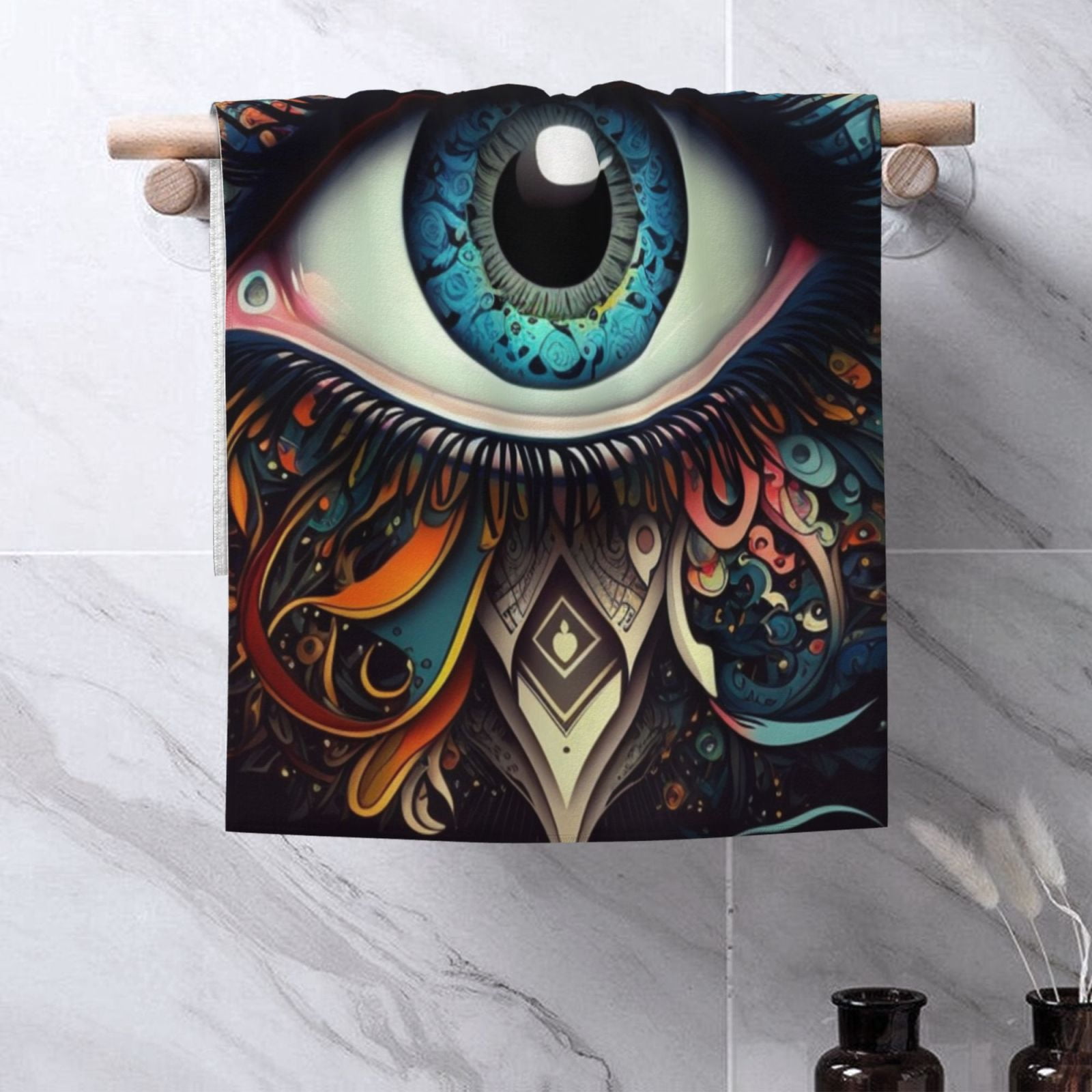 Magic Evil Eyes Psychedelic 27.5" x 16" Ultra Soft Hand Towel, Face Wash Cloth for Bathroom, Gym, Travel, Pool
