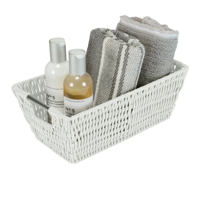BROOKSTONE Wicker Storage Basket Set Of 2 - Boho Decorative Bins For Toilet Paper, Shelves, Clutter Organization