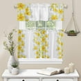 thumbnail image 6 of 3 Piece Curtains Tiers and Valances Set, Yellow Plumeria Flower Pattern White Background Short Rod Pocket Window Treatment for Living Room, Bedroom, Kitchen, Bathroom, 6 of 6