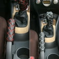 thumbnail image 4 of Opvise Car Faux Leather Gear Shift Knob Cover Hand Brake Cover Sleeve 2 in 1 Set, 4 of 5