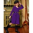 thumbnail image 6 of Oudiya Girls Button Down Dresses Midi Long Sleeve A-line Casual Dress with Pockets, 4-14Y, 6 of 7