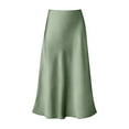 thumbnail image 4 of SXcggal Womens Elegant High Waist Skirt Solid Color Satin Dress Elegant Elastic Waist Skirt Stylish Comfortable Distinctive Women's Skirt, 4 of 5
