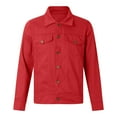thumbnail image 4 of Fgnfyis Winter Jackets for Men Long Sleeve Denim Cardigan Casual Holiday Cargo Coat Mens Jacket Red M, 4 of 5