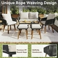 thumbnail image 4 of 6-Piece Patio Furniture Set, Outdoor Conversation Set with Acacia Wood Cool Bar Table with Ice Bucket, 1 Loveseat, 2 Armchairs, 2 Stools for Backyard Porch Balcony, 4 of 8