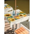 thumbnail image 2 of Outdoor Tablecloth with Umbrella Hole for Patio/Picnic/Party/Camping, Yellow Sunflowers Waterproof Table Cloth Square Cover Washable, Daisy Bees Elegant Pastoral Floral (54"x 54"), 2 of 8