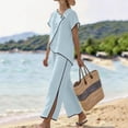thumbnail image 4 of Two Piece Pant Set For Women Button Slit Hem Business Casual Daywear Summer Casual Pull On Travel Wear Relaxed Fit Straight Leg Wide Leg High Rise, 4 of 6