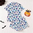 thumbnail image 2 of MEZZALL Women Halloween Print Pajama Set Lapel Collar Button Closure Chest Pocket Short Sleeve Tops With Elastic Waist Shorts Loungewear Sleepwear For Holiday 2 Piece Versatile Pjs, 2 of 9
