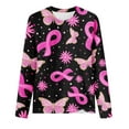 thumbnail image 4 of IROINNID Breast Cancer Pullover for Women Pink Ribbon Loose Printed Round Neck Pullover Long Sleeved Top,Pink, 4 of 4