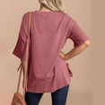 thumbnail image 5 of Oversized Ribbed Tops for Women Round Neck 3/4 Sleeve Trendy Casual Loose Fit Basic T-Shirts Pullovers Solid Blouses Hot Pink,2XL, 5 of 6